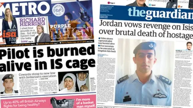 Composite image showing Metro and Guardian front pages