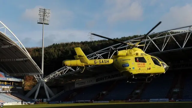 The air ambulance at Huddersfield