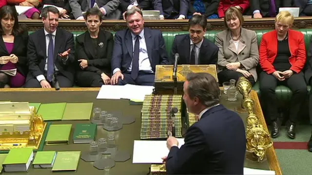 The Labour frontbench reacts to David Cameron's joke