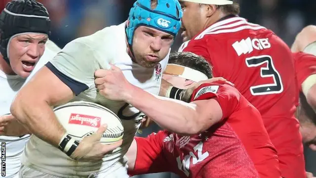 James Haskell on the attack for England against New Zealand side Crusaders in 2014