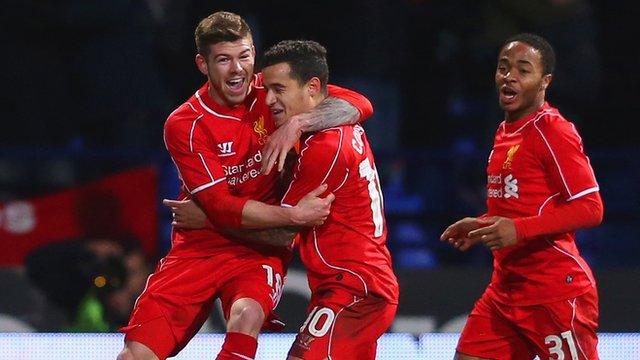 Liverpool celebrate their second goal