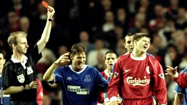 Liverpool midfielder Steven Gerrard in action against Everton