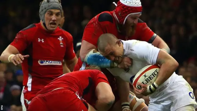 Jake Ball and friends wrap up England's Mike Brown