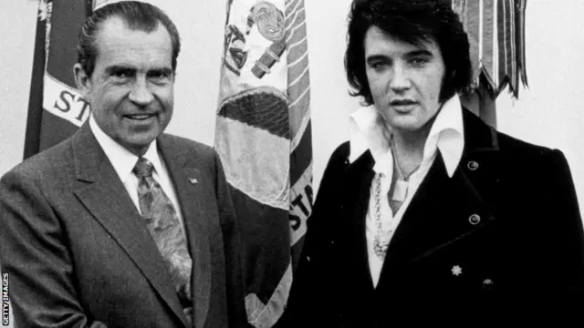 Richard Nixon (left) with Elvis