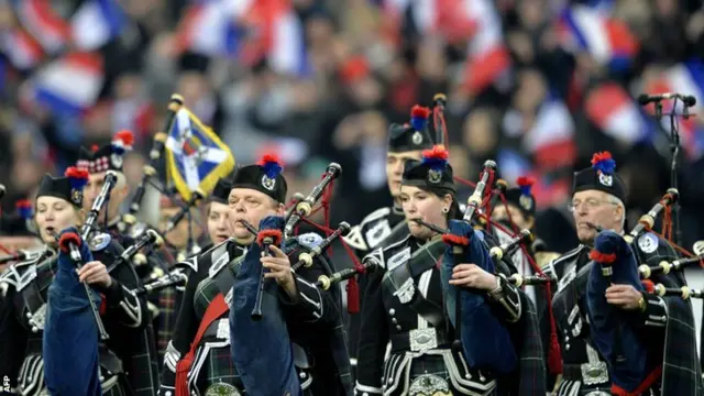 A pipe band provided pre-match music at the Stade de France