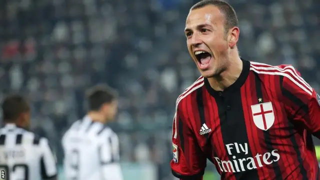 Luca Antonelli celebrates for AC Milan