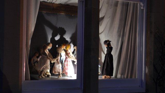 This window was used as a stage for puppets