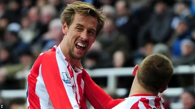 Stoke striker Peter Crouch celebrates