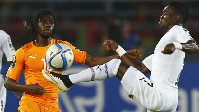 Ghana's Christian Atsu controls the ball