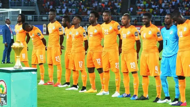 Ivory Coast line up for the Africa Cup of Nations final