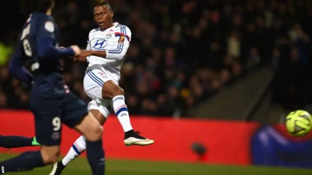 Clinton N'Jie scores the opening goal for Lyon