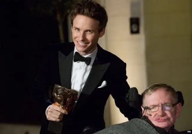 Eddie Redmayne and Stephen Hawking