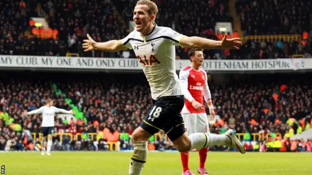 Harry Kane scores for Spurs against Arsenal