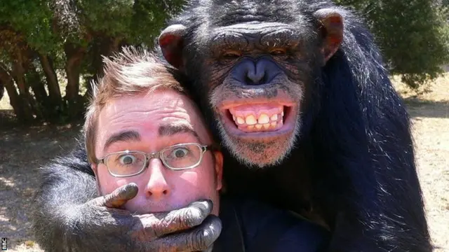 Danny Wallace and a chimp