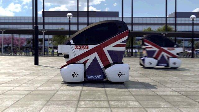 A computer simulation of a driverless car