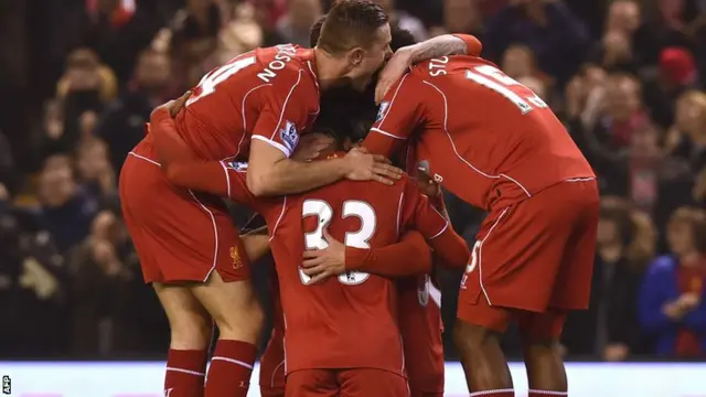 Liverpool players celebrating