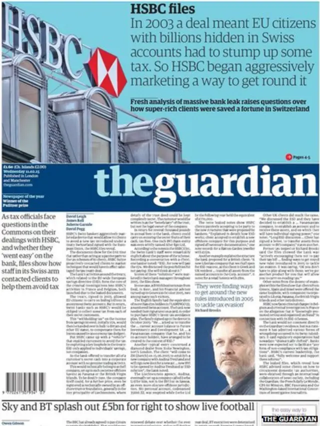 Tomorrow's Guardian front page