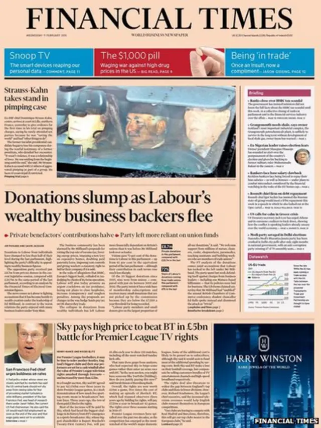 Tomorrow's FT front page