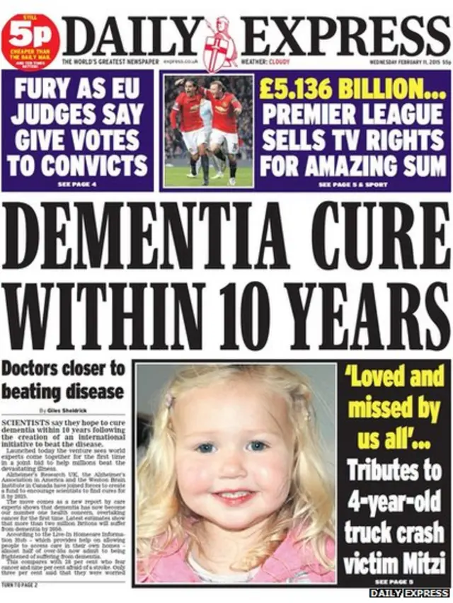 Tomorrow's Daily Express front page