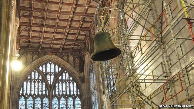 Great Malvern Priory bells being moved