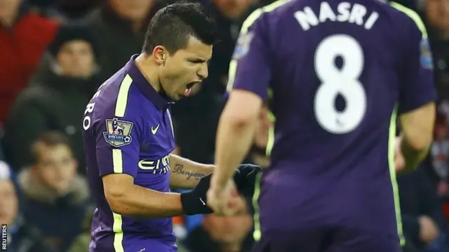 Sergio Aguero celebrates