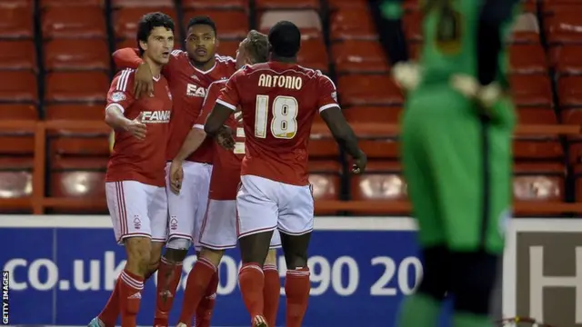 Forest players celebrate