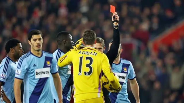 Adrian red card