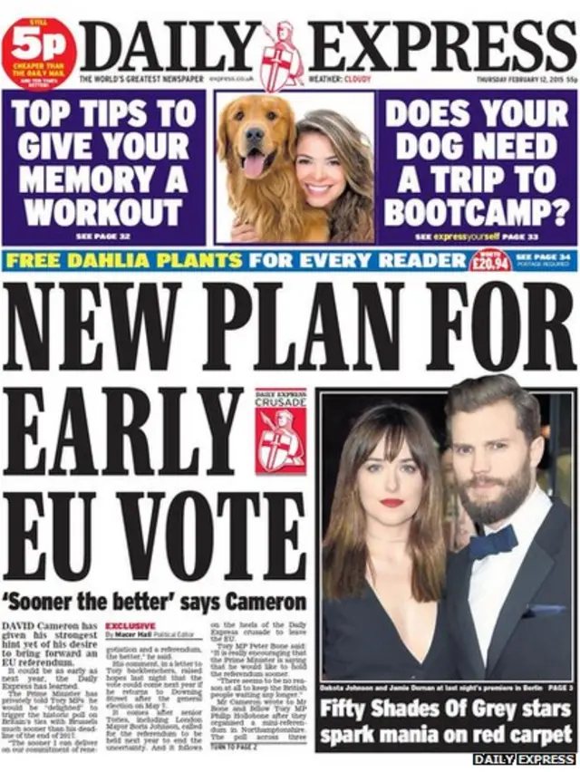 Tomorrow's Express front page