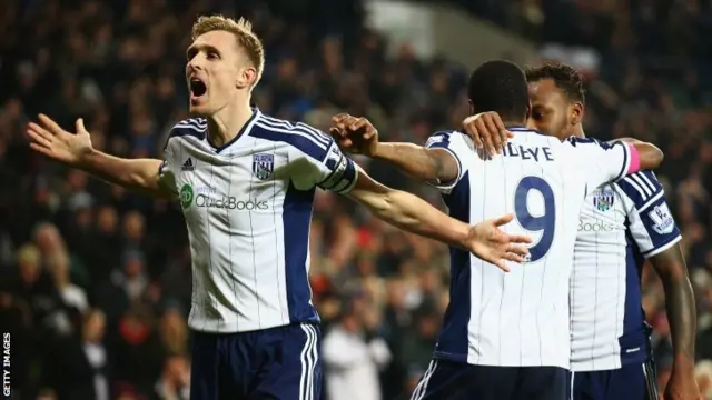 West Brom's Darren Fletcher celebrates