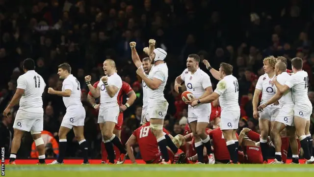 England players celebrate