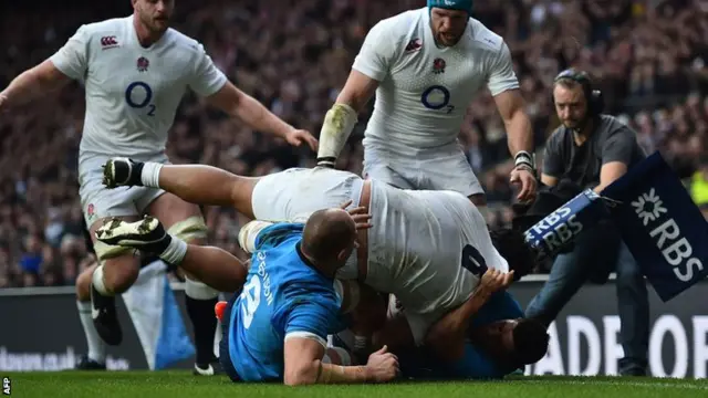 Billy Vunipola goes over for England