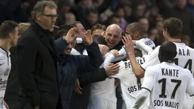 Caen players celebrate