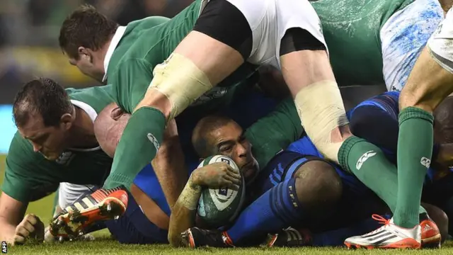 Ireland's Simon Zebo is buried at the bottom of a ruck