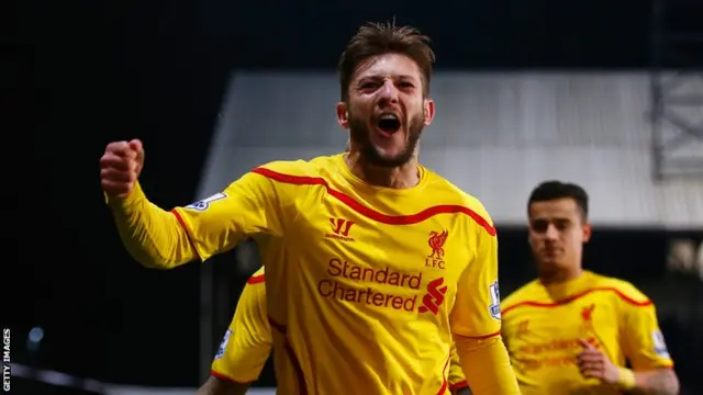 Adam Lallana celebrates putting Liverpool in front