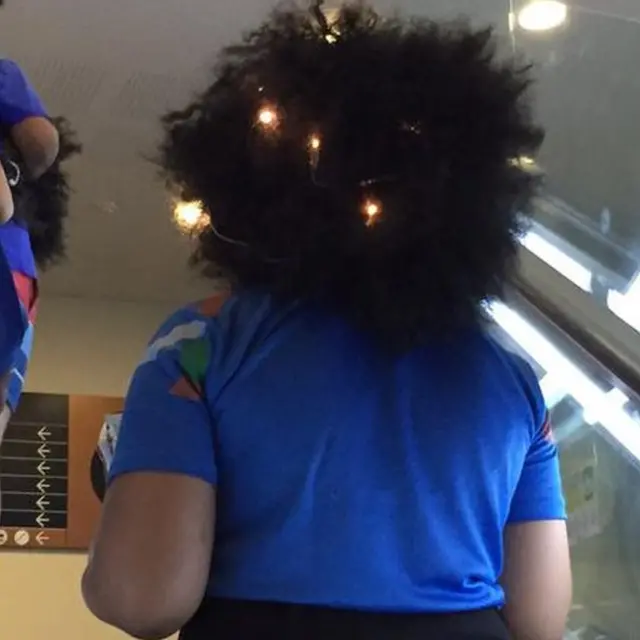 India fan with lights in hair