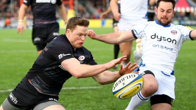 Chris Ashton scores for Saracens against Bath