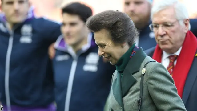 Princess Anne takes to the turf at Murrayfield