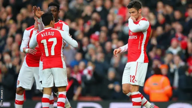 Olivier Giroud celebrates his goal