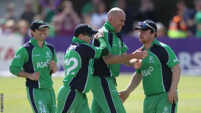 Ireland celebrate a wicket