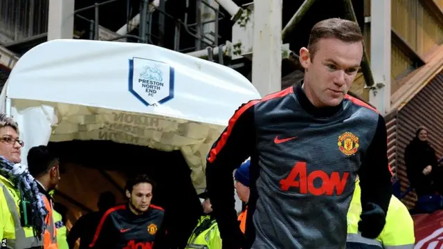 Manchester United striker Wayne Rooney leaves the tunnel at Deepdale