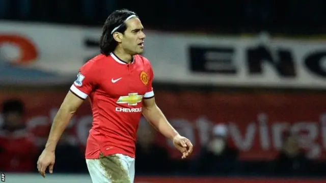 Manchester United striker Radamel Falcao is substituted