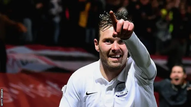 Scott Laird celebrates for PNE