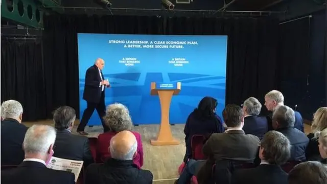 Podium in Hove where Cameron will deliver his speech