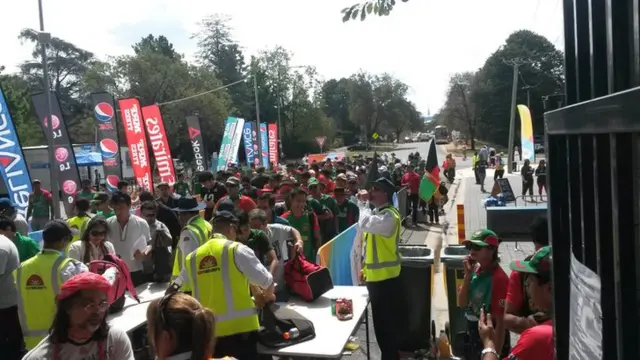 Fans outside the Manuka Oval