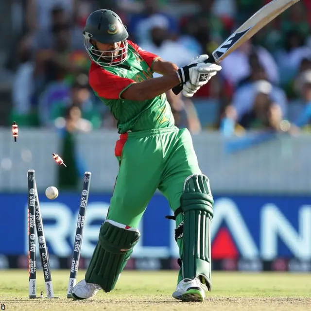 Mashrafe Mortaza is bowled