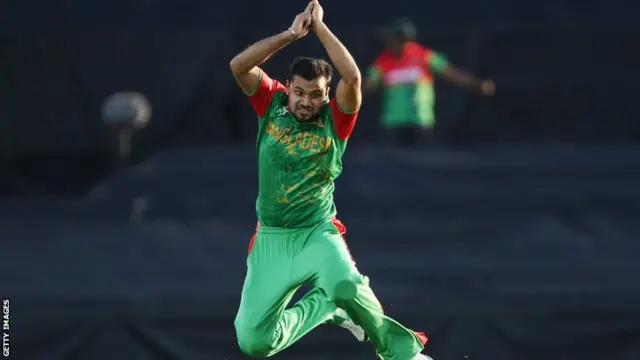 Mashrafe Mortaza celebrates the wicket of Stanikzai