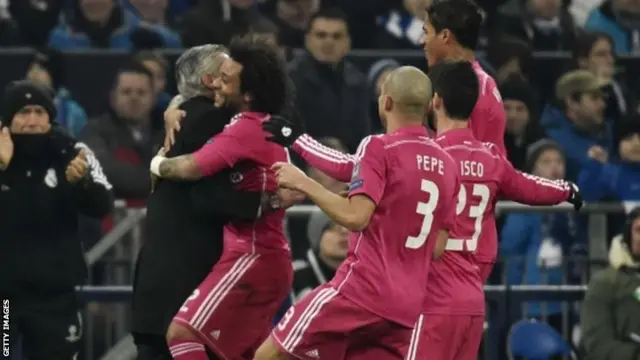 Marcelo celebrates with his teammates