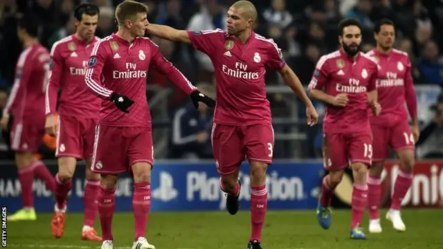 Real Madrid players celebrate