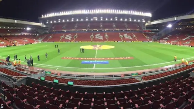 The current scene at Anfield ahead of tonight's Europa League last 32, first-leg clash with Besiktas.