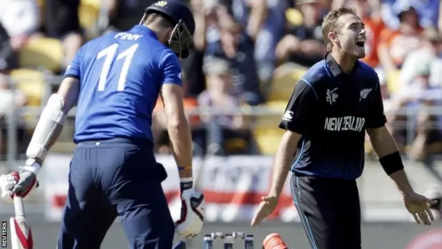 Steven Finn is bowled out